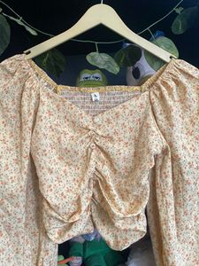 Cute Floral Smocked Square Neck crop Top