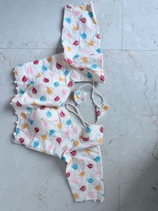 Unused Leaf Design Cotton Blouse