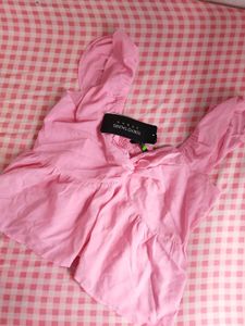 Chic Pink Peplum Twist Front Top
