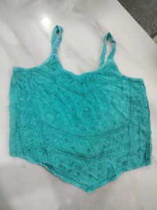 Embroidered Teal Camisole Top