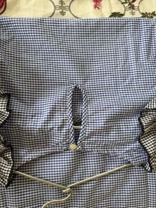 Blue Gingham Cold Shoulder Top
