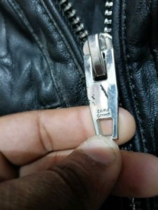 Zara Men lather hoodie jacket made in (spain)
