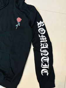 Black Hoodie with Rose Detail 🇺🇸