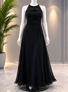Sparkly Black Halter Neck Dress