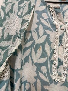 Teal Floral Kurta Set no pant