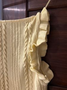 Yellow Ruffle Knit Top