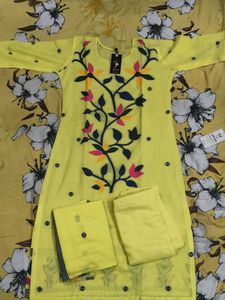 Yellow Embroidered Kurta Set