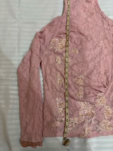 Pink Lace High Neck Top
