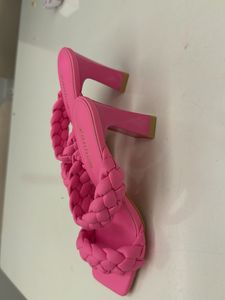 Bright Pink Braided Flat Sandals