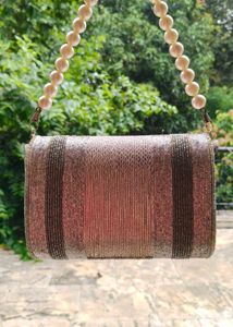Beaded Clutch with Pearl Handle