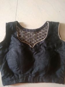 Black silk/net blouse cum crop top