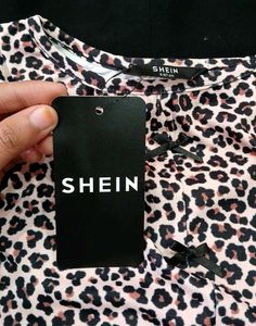 Shein Sleeveless Animal Print Bow Accent Short Top