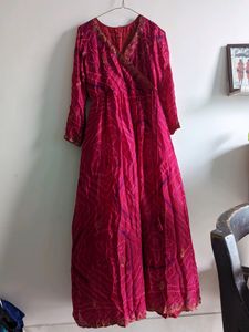 New Bandhani Crepe Pink Maxi dress