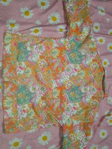 Vibrant Floral Print Croptop-Jacket &amp; Skirt Co-ord