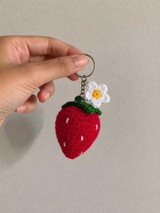 Handmade Crochet Strawberry Keychain
