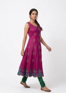 Pure cotton Pink Embroidered Anarkali Suit