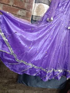 Purple Sequined anarkali kurti
