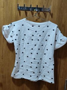 White Heart Print T-Shirt