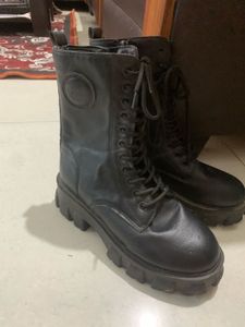 Black Lace-Up Combat Boots