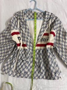 Retro Patterned Windbreaker Jacket