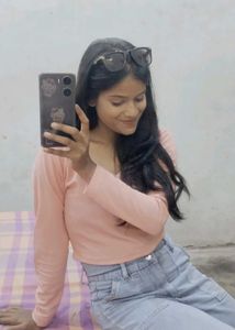 Cute Pink Long Sleeve Crop Top
