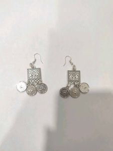 Bohemian silver drop earrings