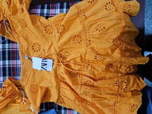 Zara orange chicken dress