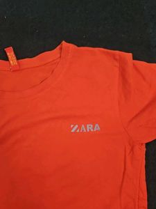 Zara Orange Cropped T-Shirt