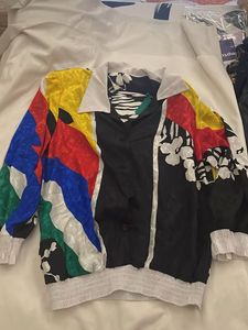 Retro Abstract Print Button-Up Shirt