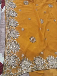 Elegant Yellow Embroidered Saree