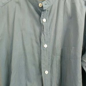 Men's Striped Band Collar Shirt