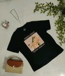 Graphic Print Black T-Shirt🍷✨
