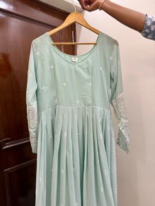 Embroidered Gown &amp; Dupatta Set 🩵