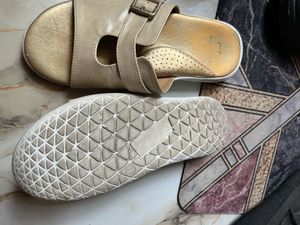Stylish Gold Slip-On Sandals