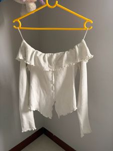 Off-Shoulder Ruffled Long Sleeve Top