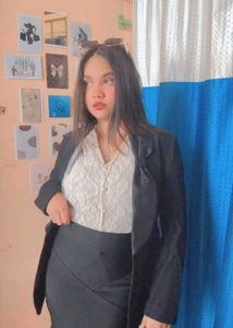 Free Delivery Elegent Korean  Top &amp; Skirt Set🫂?