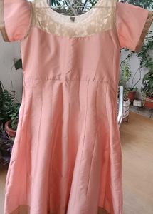 Elegant peach Embroidered anarkali style now a day
