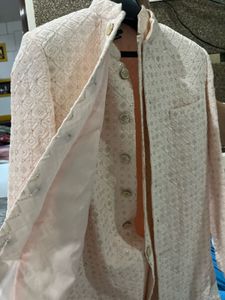 Men's Peach Embroidered Bandhgala Jacket