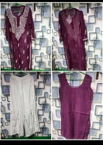purple mirror work sharara set