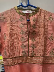 Beautiful Peach Embroidered Kurta