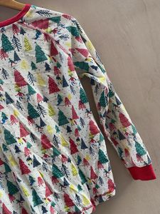 Fun Christmas Tree Print Long Sleeve Tee