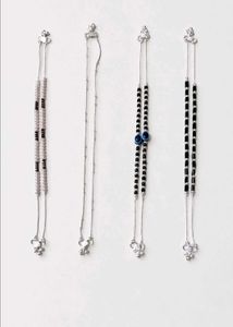 Set of 4 Anklets - Elegant Silver Tone