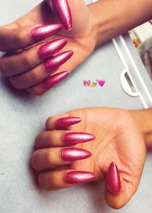Pink cat eye  Almond Press-On Nails