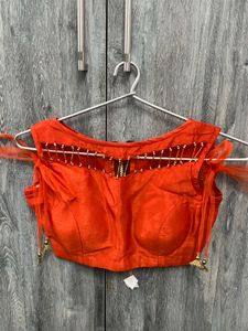 Vibrant Orange Designer Blouse