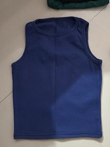 Ribbed Blue Tank and Boxy Green crop to