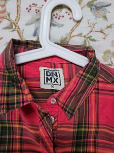 Classic Coral Pink Plaid Button-Up Shirt