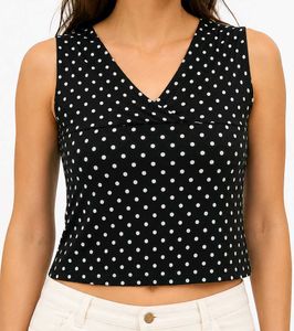 Black &amp; White Polka Dot Tank Top