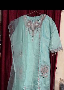 Stunning Teal Embroidered Kurta Set