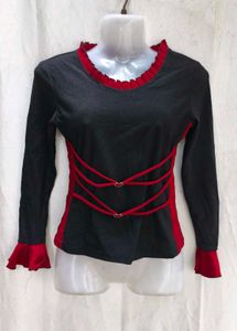 Chic Black &amp; Red Long Sleeve Top