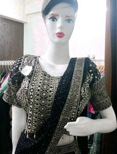 Elegant Black Embroidered Lehenga Choli